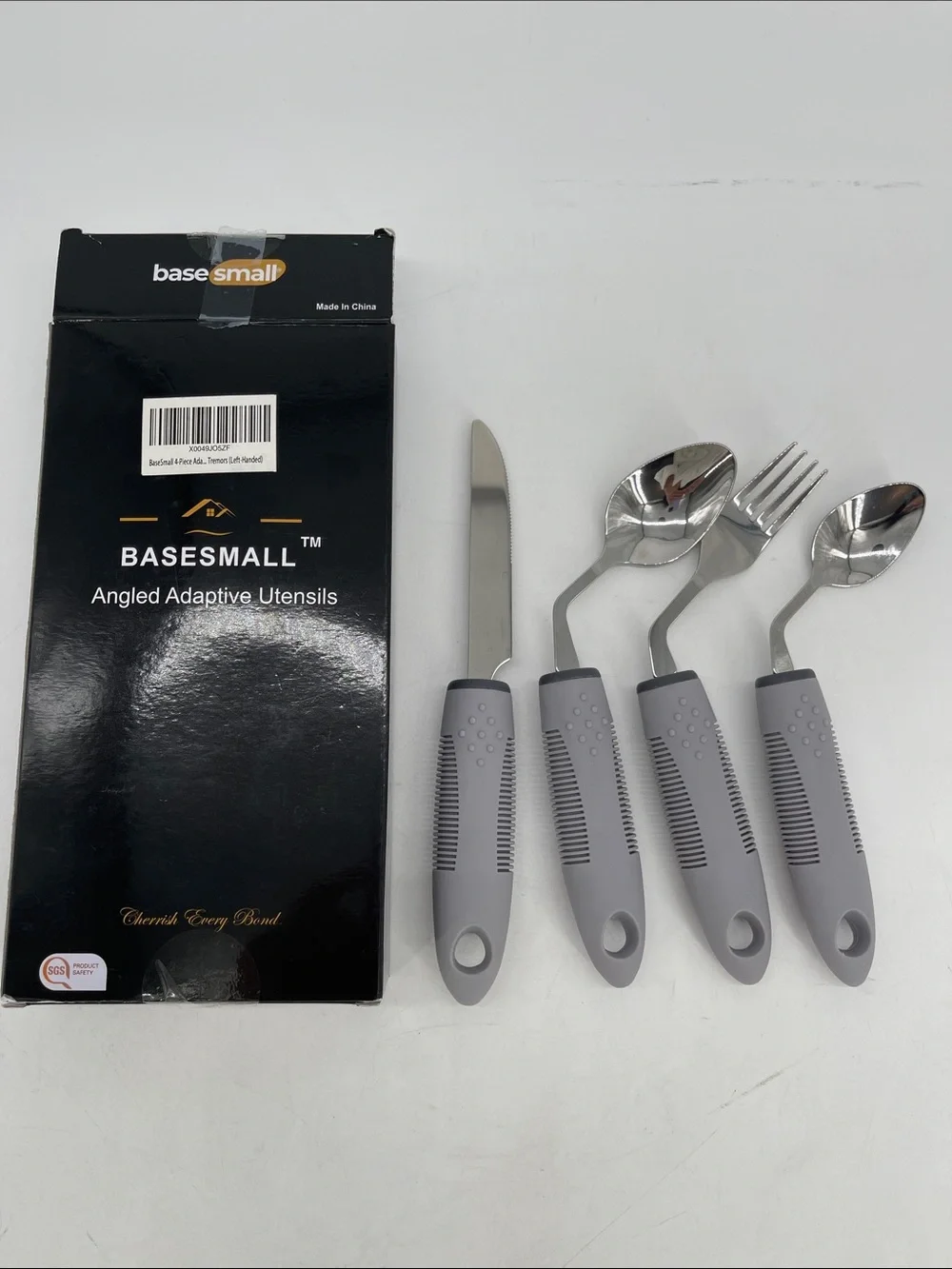 BASESMALL Left-Handed Adaptive Angled Utensil Set of 4